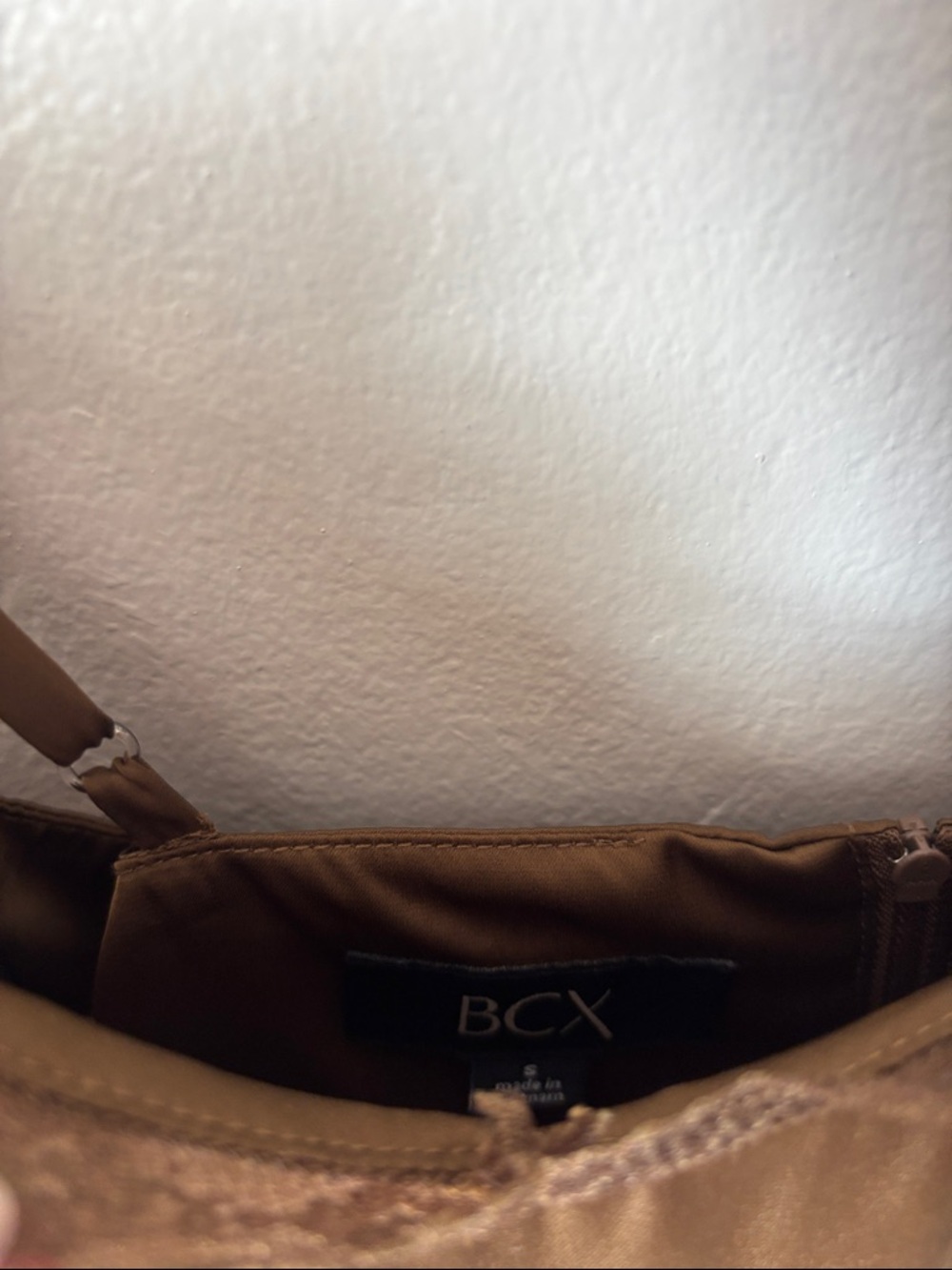 BCX Brown Midi Slip Dress with Lace Trim - Picture 3 of 7